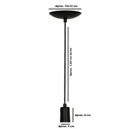 Lustre Pendente Tubo Cilindro Alumínio Preto Fio 120cm - 4