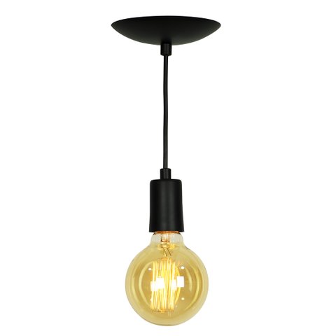 Lustre Pendente Tubo Cilindro Alumínio Preto Fio 120cm