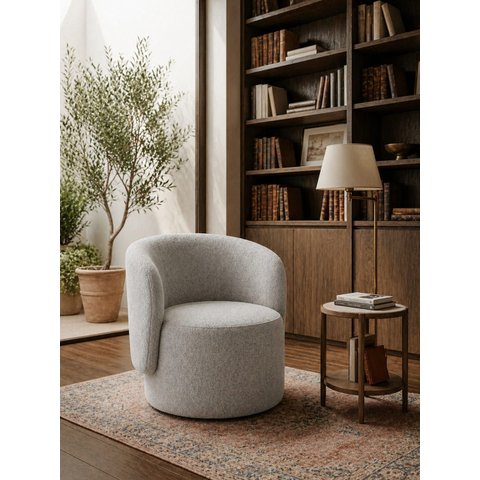 Poltrona Orgânica Alia Sala Recepção Closet Tecido Bluche:Cinza