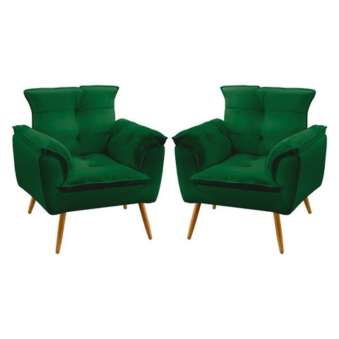 Kit 2 Poltronas Opala Suede Verde Aradecor