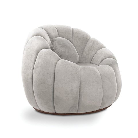 Poltrona Decorativa Orgânica Giratória Cloud Bouclê Cinza Claro E03 - D’Rossi