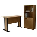 Ver imagem 1 de Mesa Escrivaninha 117 Cm Armario Escritorio 02 Portas com Chave Amendoa Preto Tecno Mobili