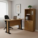 Ver mais imagens de Mesa Escrivaninha 117 Cm Armario Escritorio 02 Portas com Chave Amendoa Preto Tecno Mobili