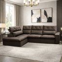 Ver imagem 3 de Sofá 3 Lugares Retrátil Reclinável Chaise Esquerdo 258cm Bergen F04 Veludo Marrom Escuro - Lyam Deco