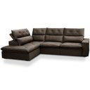 Ver imagem 1 de Sofá 3 Lugares Retrátil Reclinável Chaise Esquerdo 258cm Bergen F04 Veludo Marrom Escuro - Lyam Deco