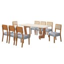 Ver imagem 2 de Conjunto Sala de Jantar Mesa 180cm com 8 Cadeiras Liz Marrom/Cinamomo/Off White/Linho Prata