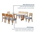 Ver imagem 5 de Conjunto Sala de Jantar Mesa 180cm com 8 Cadeiras Liz Marrom/Cinamomo/Off White/Linho Prata