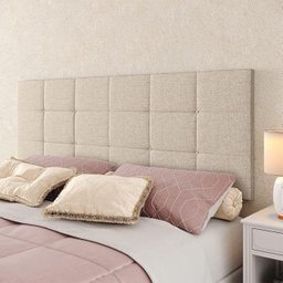 Cabeceira Estofada Bia 1.60 Cama Box Queen - Bege Linho - 4