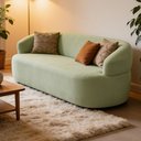 Ver imagem 4 de Sofá 3 Lugares Orgânico Sala de Estar Living 170cm Carmen F04 Bouclê Verde Oliva - Lyam Decor