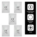 Ver imagem 1 de Kit 5 Tomadas de Parede 10a com Usb e Interruptor Bivolt para Casa Soyan
