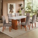 Ver imagem 2 de Conjunto de Mesa Sala de Jantar Ripada Tampo com Vidro Santiago 1,60m 6 Cadeiras Grécia Dobuê