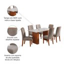 Ver imagem 5 de Conjunto de Mesa Sala de Jantar Ripada Tampo com Vidro Santiago 1,60m 6 Cadeiras Grécia Dobuê