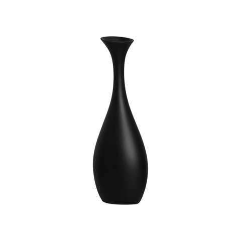 Vaso de Cerâmica Vanguard Preto Fosco Decoração de Sala 35,5x13x8 cm