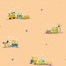 Papel de Parede Trem infantil Colorido fundo Salmão para quarto de Menino - 1
