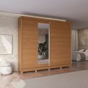Ver mais imagens de Guarda Roupa Casal com Espelho 2 Portas de Correr 4 Gavetas Bigger 235x270cm Cor Flex Canela/Off White
