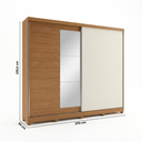 Ver imagem 3 de Guarda Roupa Casal com Espelho 2 Portas de Correr 4 Gavetas Bigger 235x270cm Cor Flex Canela/Off White