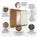 Ver imagem 5 de Guarda Roupa Casal com Espelho 2 Portas de Correr 4 Gavetas Bigger 235x270cm Cor Flex Canela/Off White