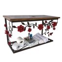 Ver imagem 4 de Bancada de Madeira e Ferro com Rosas em Verniz Para Banheiros Libertas Rosas Artesanato Bancada Rosa