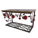 Ver imagem 5 de Bancada de Madeira e Ferro com Rosas em Verniz Para Banheiros Libertas Rosas Artesanato Bancada Rosa