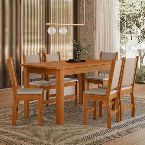 Conjunto Mesa de Jantar Bellagio 6 Cadeiras Clara Poliman
