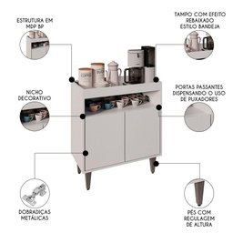 Balcão Aparador Buffet Cantinho do Café 71cm Lice M24 Branco - Mpozenato - 3