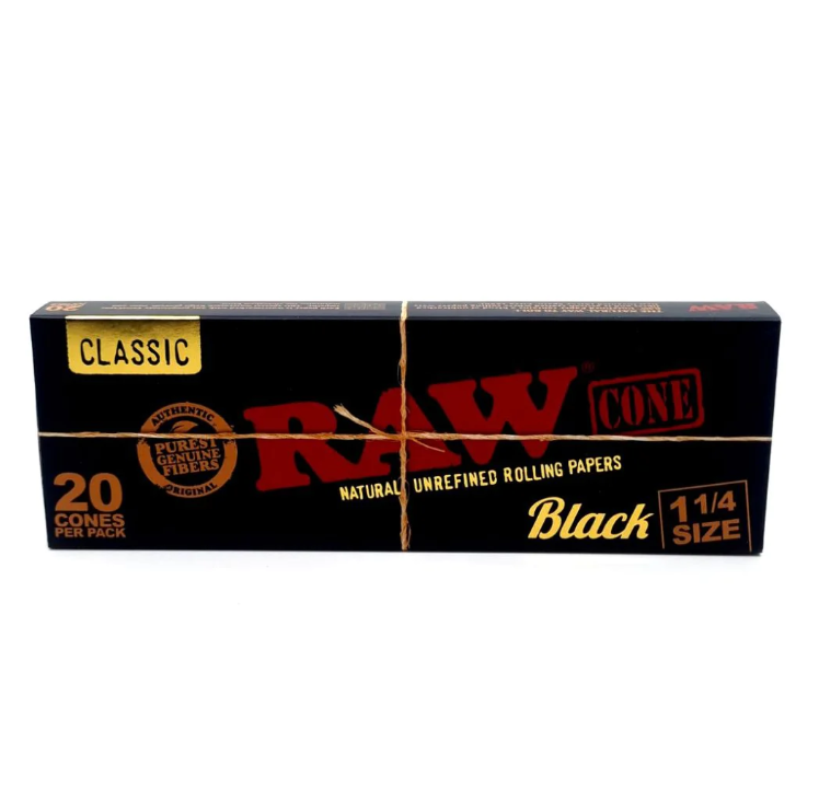 Seda Raw Cone Classic Black 1 1/4 com 20 Unidades - 1