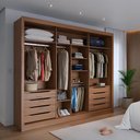 Ver imagem 4 de Guarda-roupa Casal com Espelho 3 Portas de Correr 8 Gavetas Montclair 275 Cm - Canella C/ Off White