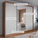 Ver imagem 3 de Guarda-roupa Casal com Espelho 3 Portas de Correr 8 Gavetas Montclair 275 Cm - Canella C/ Off White