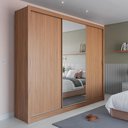 Ver imagem 2 de Guarda-roupa Casal com Espelho 3 Portas de Correr 8 Gavetas Montclair 275 Cm - Canella C/ Off White