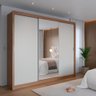 Guarda-roupa Casal com Espelho 3 Portas de Correr 8 Gavetas Montclair 275 Cm - Canella C/ Off White - 1