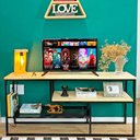 Ver imagem 1 de Rack de TV Style Industrial de Ferro e Madeira Natural e Preto