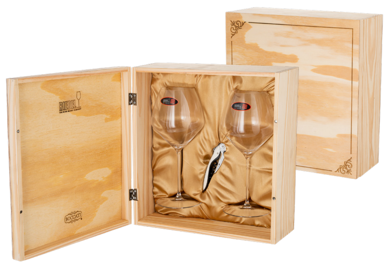 Kit 2 Taças Riedel Veloce Pinot + Saca-rolhas Koala + Caixa