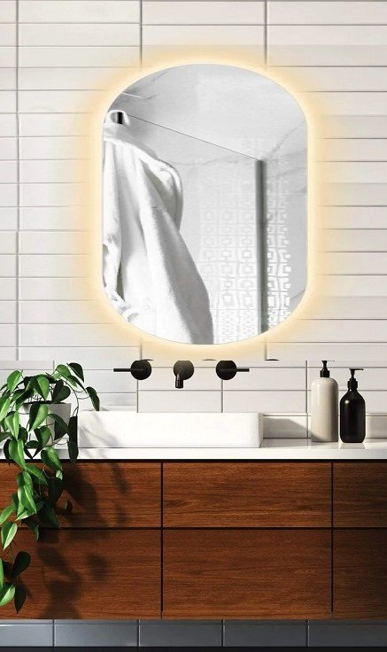 Espelho Lapidado Oval Iluminado com led quente - 60x80cm Woodglass - 3
