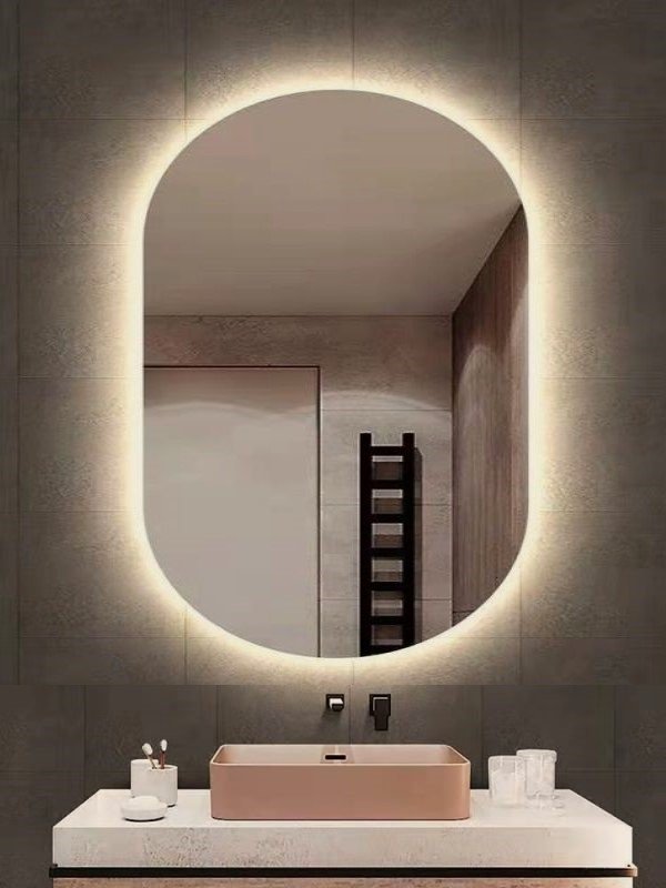Espelho Lapidado Oval Iluminado com led quente - 60x80cm Woodglass