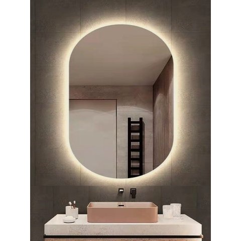 Espelho Lapidado Oval Iluminado com led quente - 60x80cm Woodglass