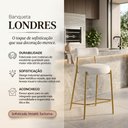 Ver imagem 2 de Banqueta Cozinha Alta com Encosto Industrial Dourado Kit 4 Londres PU D03 - D'Rossi