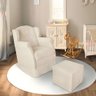 Kit Poltrona Amamentação com Puff Confortável Corino Serena Bege - 2