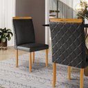Ver imagem 7 de Kit com 4 Cadeiras Agnes Madeira Maciça Estofadas para Mesa de Jantar Courino Preto 503