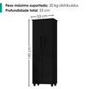 Ver imagem 3 de Armario para Lavanderia Multiuso 2 Portas 143x53 cm Nina Preto Rudk