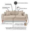 Ver mais imagens de Sofá Living Bege 3 Lugares Bouclê 1.80m Pés em Madeira Bz Home Decor