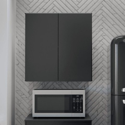 Armário Aéreo de Cozinha Design 67cm 2 Portas Preto EJ Móveis