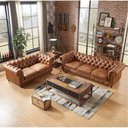 Ver imagem 1 de Sofá Chesterfield Couro Natural Legitimo 3 e 2 Lugares