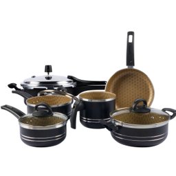 Jogo de Panelas 6 Peças com Panela de Pressão 3l Preto - 1