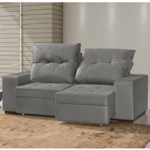 Sofá Retrátil E Reclinável 3 Lugares 200Cm Com Baú Malaquita 