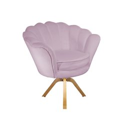 Poltrona Decorativa Pétala Base Giratória Madeira Suede Rosê Ms Decor - 2