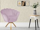Ver imagem 4 de Poltrona Decorativa Pétala Base Giratória Madeira Suede Rosê Ms Decor