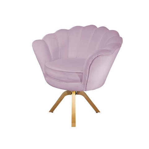 Poltrona Decorativa Pétala Base Giratória Madeira Suede Rosê Ms Decor
