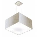Ver imagem 1 de Lustre Pendente Quadrado Md-4075 Cúpula em Tecido 30/50x50cm Linho Bege - Bivolt
