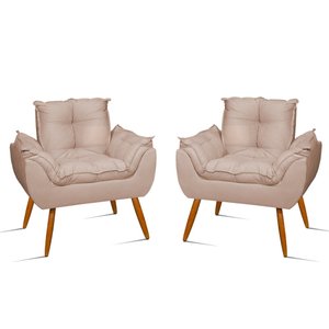 Kit 2 Poltronas Cadeiras Decorativas Opala Sala Quarto Cor:bege