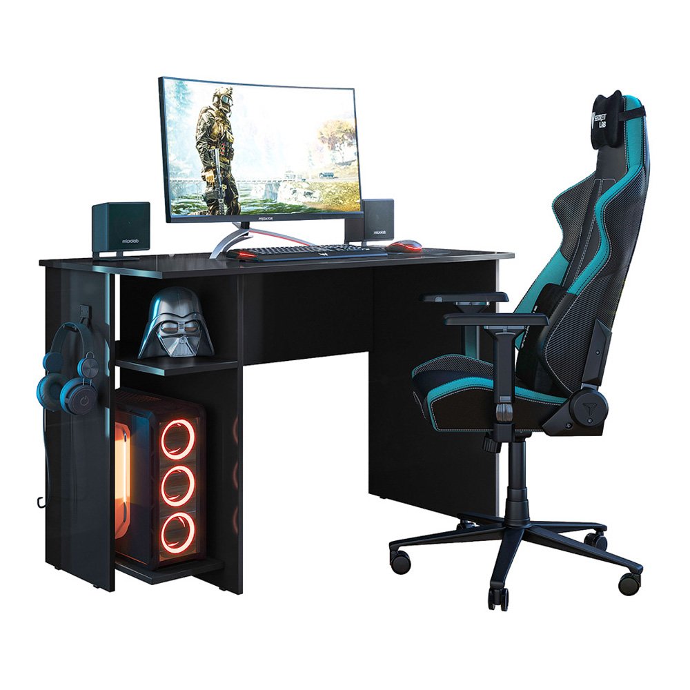 Mesa Gamer 3875 Preto Qmovi